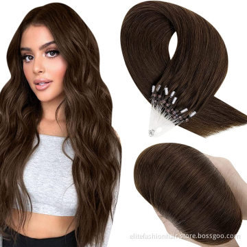 No any split ends Healthy bouncy texture loop hair extension virgin russian micro ring hair double drawn micro loop hair